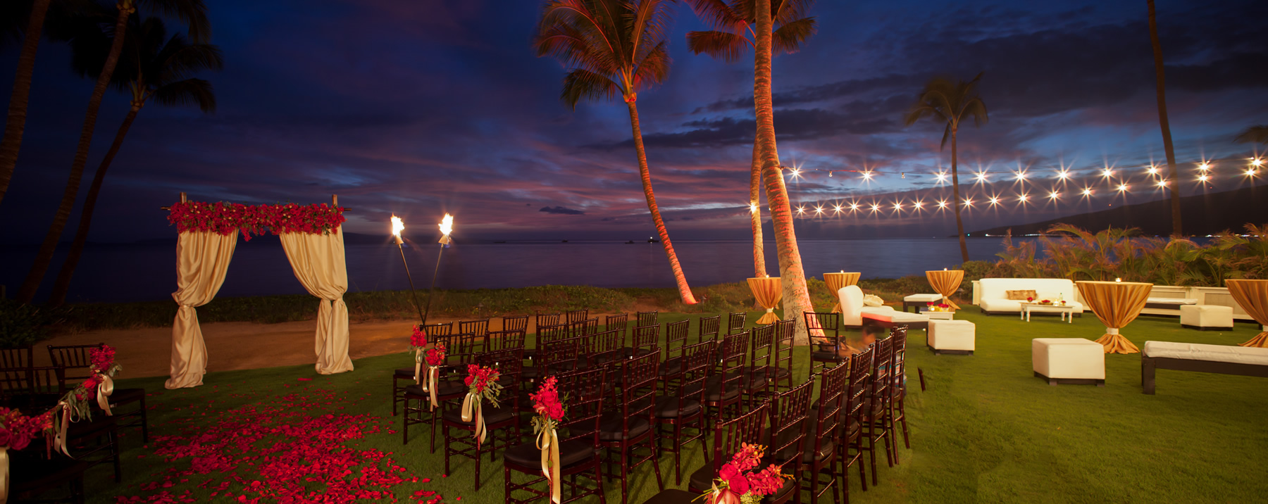 A wedding ceremony site at Sugar Beach Events in Maui Hawaii.