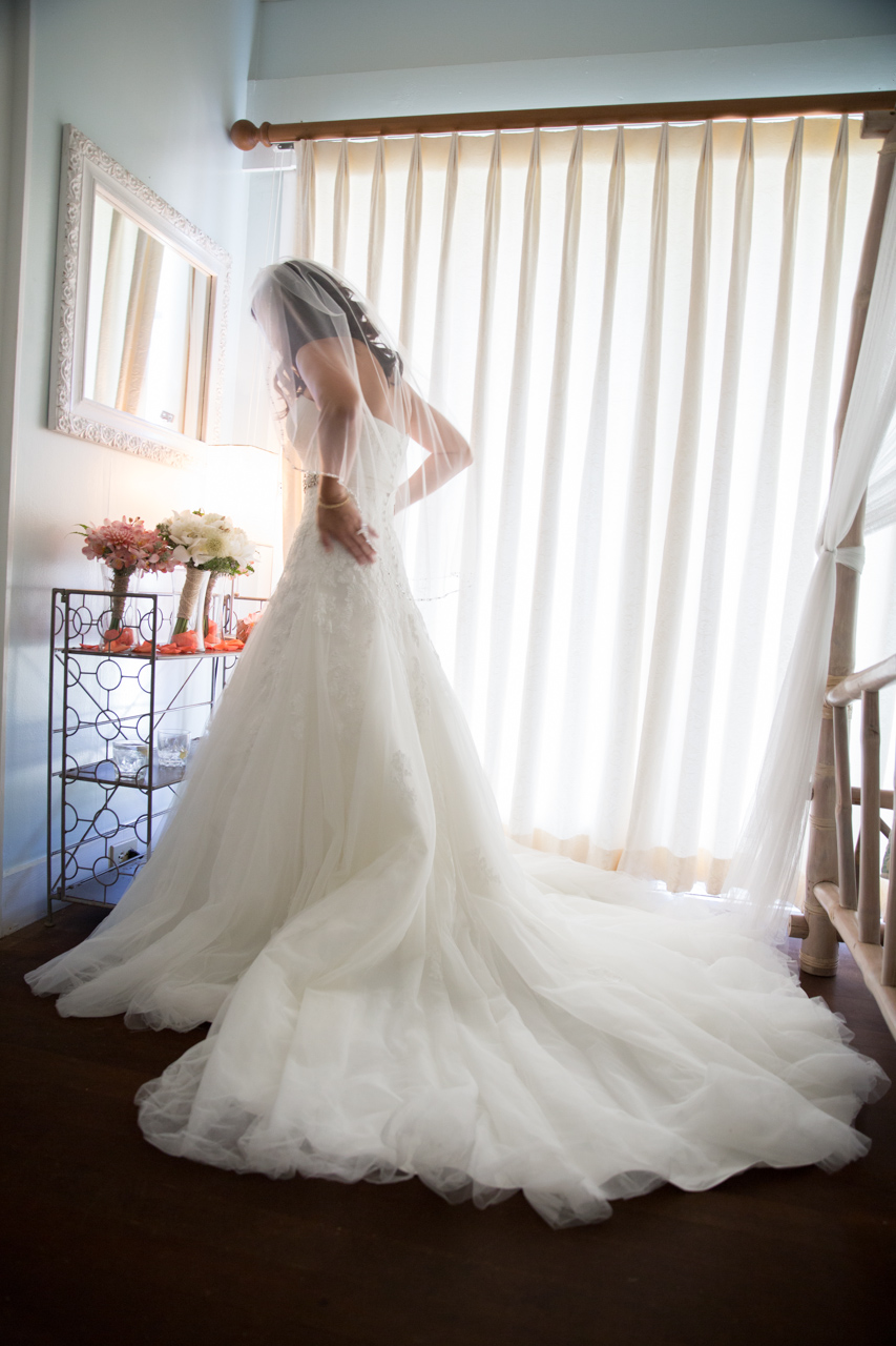 a bride gets ready for her wedding