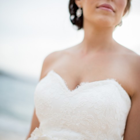 Picture of a bride gazing out to see.